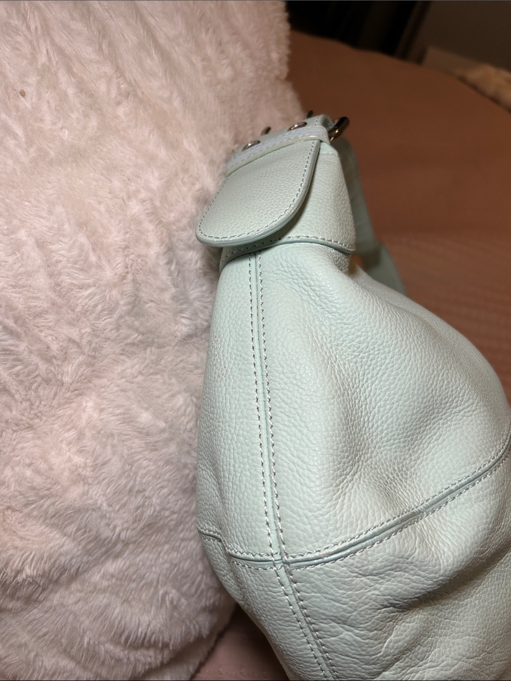 200. Furla Mint Green Pebbled Leather Hobo Bag with COA - Picture 4 of 12